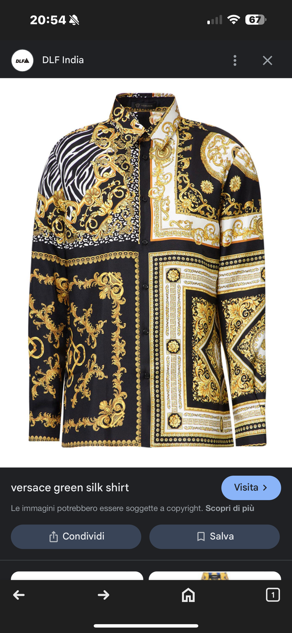 Camicia Gianni Versace in stampa barocca 100% seta